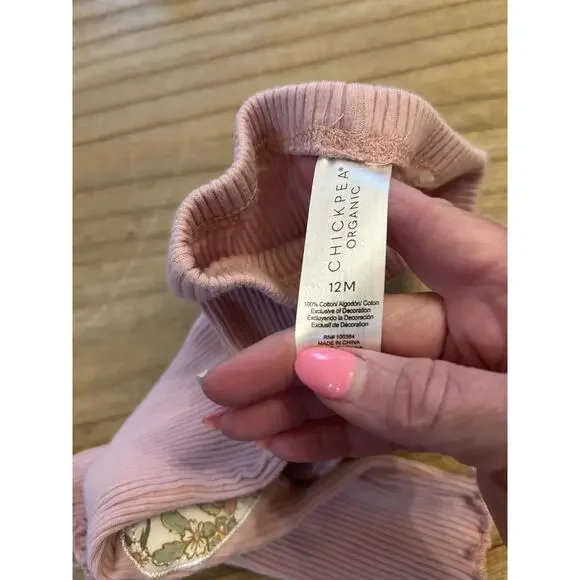 Chickpea Organic Girls Floral Set 12M Pink Botanical Cotton Stretch Outfit - Picture 7 of 9